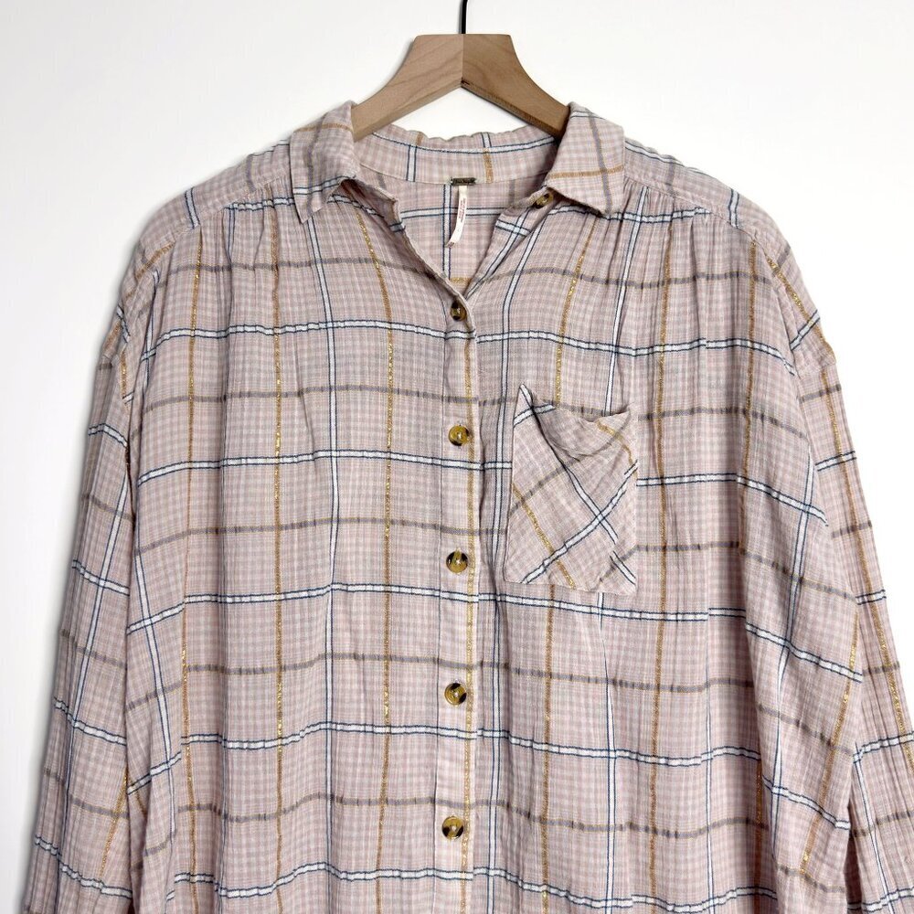 FREE PEOPLE Break My Stride Plaid Top - Picture 2 of 8